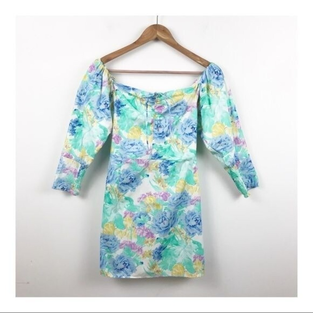NWT Zara Floral Print Poplin Dress Size XS Garden Party